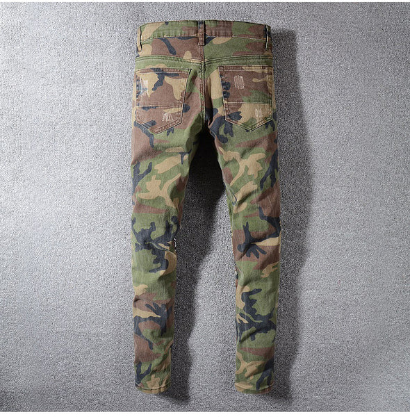 Camouflage  Leopard Patchwork Jeans